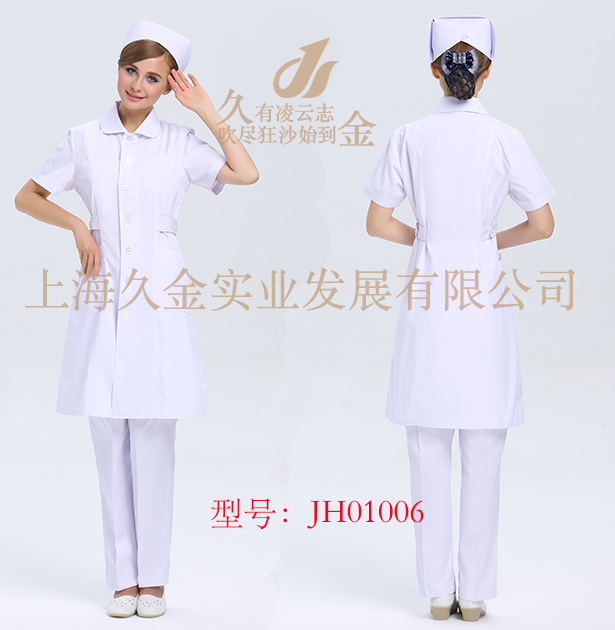 JH01006 大圓領(lǐng)短袖護士服白色